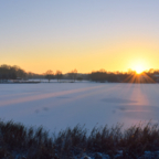 Knieperteich in Stralsund im Winter bei Sonnenuntergang 2022