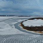 Drigge und Stralsund im winterlichen Hintergrund