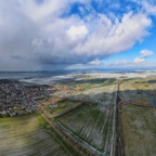 Schneesturm / Panorama-Bild über Altefähr
