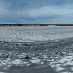 Panorama entlang der Fahrrinne im Eis
