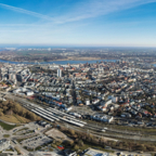 Rostock Luftaufnahme der Stadtmitte, KTV und Warnow